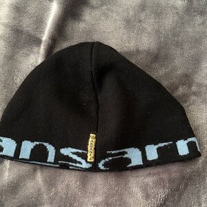 Armani Jeans Black Beanie with Blue Accents